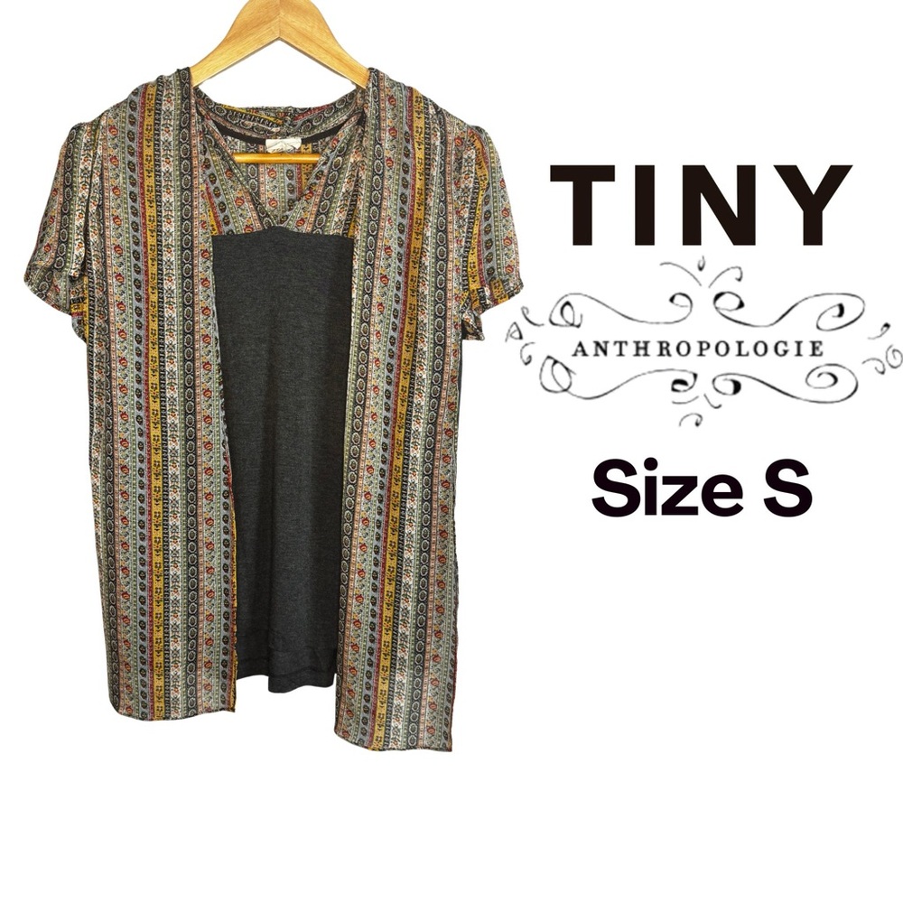 Tiny by Anthropologie Women's Blouse Boho Printed Scarf Top Size S EUC